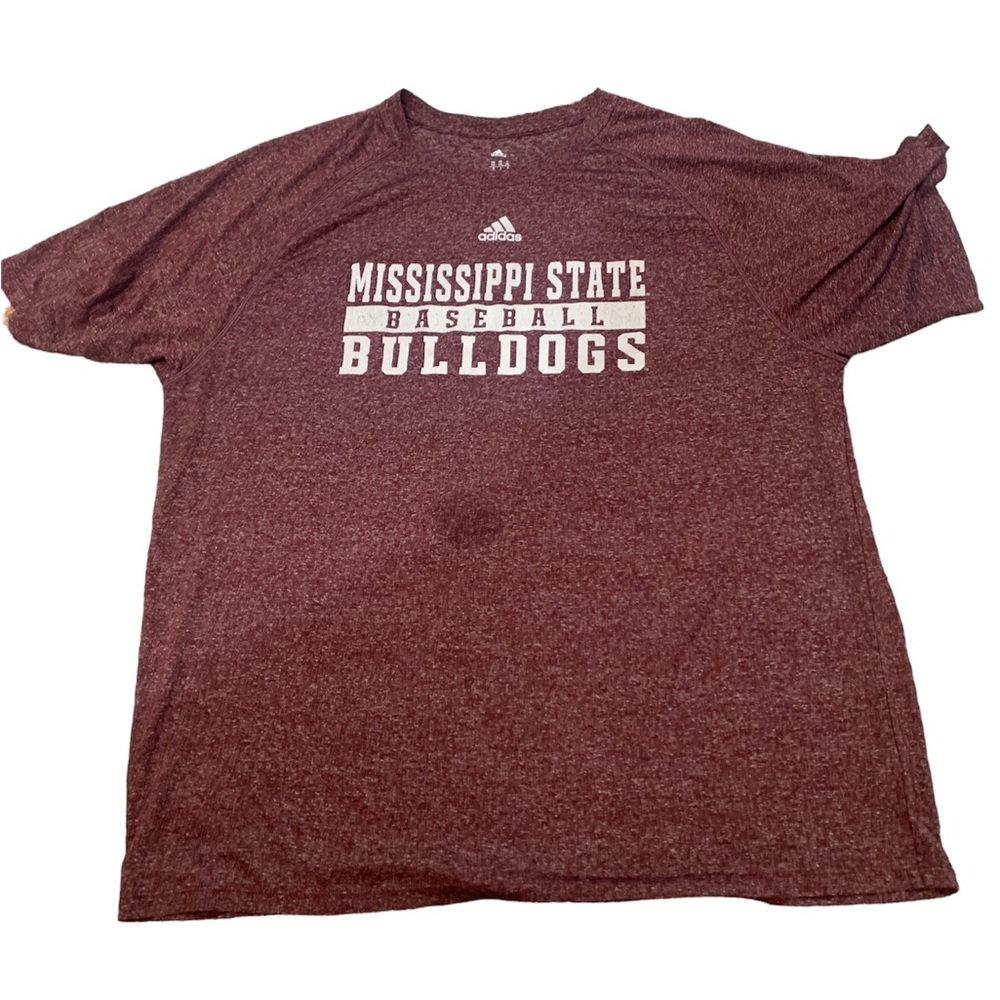 Adidas Mississippi State Bulldogs Baseball Short Sleeve Tee Men’s 2X **Stain**